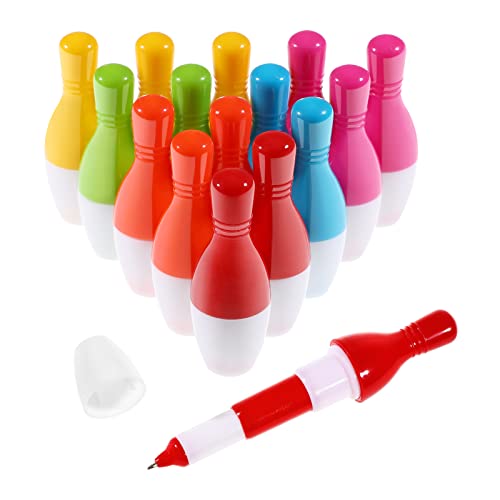 NUOBESTY 15 Stücke Kunststoff Kugelschreiber Bowling-Kugelschreiber Rollerball Stifte für Office Home Schule Schreibwaren (Bowling Design Mischfarben) von NUOBESTY