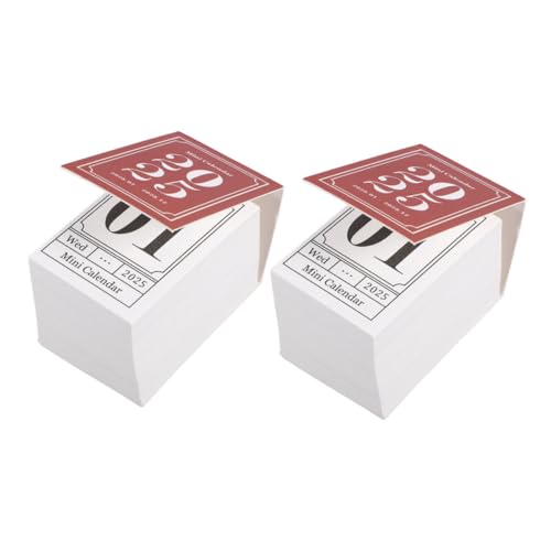 NUOBESTY 2 Stück 2025 Retro-Minikalender Home-Office-Planer 2025 Täglicher Tischkalender 2025 jahreskalender Vintage Mini-Kalender Desktop-Planer 2025 Mini-Schreibtischplaner Papier rot von NUOBESTY