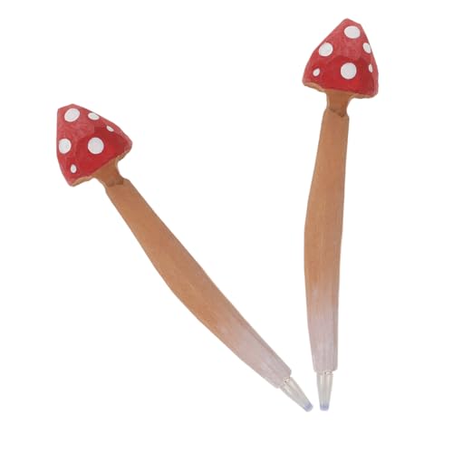 NUOBESTY 2 Stück Pilz-kugelschreiber Gelstift in Pilzform Neuheitstifte Pilzstift Lustiger Schreibstift Design Schön Bürozubehör Kugelschreiber Schreiben Student Kreativ Dekorativ Holz Rot von NUOBESTY