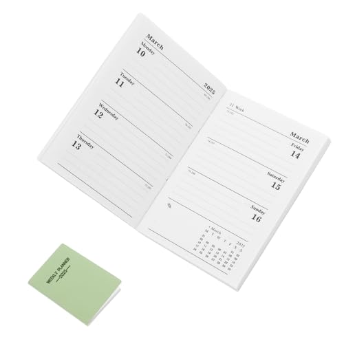 NUOBESTY 2025 Taschen-Wochenplaner Abdeckung Schule Ideal Party Mini notizbuch kalender wöchentlicher Taschenplaner Zeitplaner kleines Kalenderbuch xingtingyu Papier Light Green von NUOBESTY