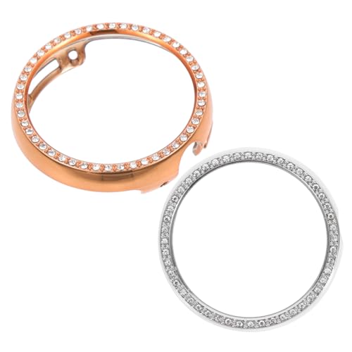 NUOBESTY 2Stücke Strass Uhrenhülle für Pixel Watch Hohluhrschale Uhr Beschützer Elegantes Design Roségold Optimaler Schutz für Ihre Smartwatch von NUOBESTY