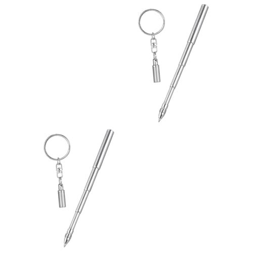 NUOBESTY 2st Stift Mit Kette Schlüsselring Aus Edelstahl Stift Mit Schlüsselring Mini-stift-schlüsselanhänger Baustift Mini-business-stahlstift Rolle Stifte Mit Kette Tinte Arbeit Tasche von NUOBESTY