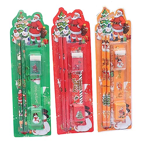 NUOBESTY 3 Sätze Weihnachtsbriefpapier Schreibwaren Weihnachtsstifte thematisiert briefpapier set für radiergummi bleistift Briefpapier zum Thema Weihnachten Plastik von NUOBESTY