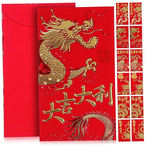 NUOBESTY 36St roter Umschlag chinese new year geburtstagszig Traditionelles rotes Umschlagdesign bügelbild Glückskekse Geldumschlag briefumschläge Rote Umschläge Drache Geldumschläge Papier von NUOBESTY
