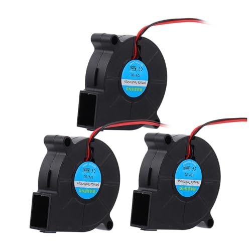 NUOBESTY Kühlerlüfter-Set für 3D-drucker 12 V 5015 Turbinenlüfter 3-teilig Hochgeschwindigkeit Industrieller Einsatz Abs-Konstruktion 30 cm Kabel 2-polig von NUOBESTY