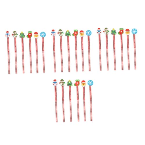 NUOBESTY 4 Sätze Weihnachts-radierstift-set Winterstifte Süße Radiergummis Buntstifte Schreibkladde Weihnachtsbriefpapier Cartoon-bleistift Schulbedarf Hölzern Rot 36 Stück * 4 von NUOBESTY