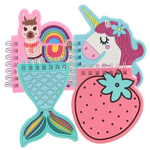 NUOBESTY 4 Stück Spulennotizen Taschennotizbücher Geschäftliche Notizblöcke Kawaii Taschennotizblock Einhorn-notizblöcke Erdbeer Notizbücher Mini-preise Tier Kleines Notizbuch Papier Reisen von NUOBESTY