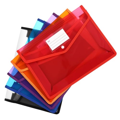 NUOBESTY 5 Stück Plastiktüten Mit Knopfschnalle Ordner In Briefgröße Durchsichtige Aktentaschen Aktenordner Transparente Aktentaschen Dokumentenhalter Umschläge Für Dokumente Ordner von NUOBESTY