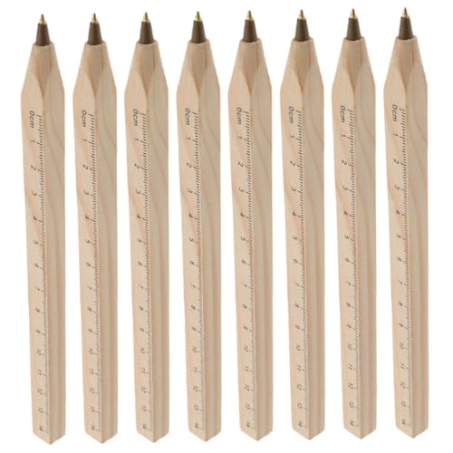 NUOBESTY 8pcs Ballpoint Stift Mit Herrscher Holz Signature Stift Komfortabler Griff Reibungslos Schreiben Ideal Für Büroschulversammlungen Und Mehr Für Mitarbeiter Und Studenten von NUOBESTY