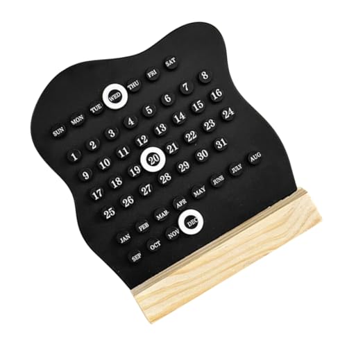 NUOBESTY Ewige Kalenderornamente Büro Kalender Monat Datumsanzeige Kalender Kleiner Schreibtischkalender Haushaltskalender Kalenderschreibtisch Zimmerdekor -kalender Black Hölzern von NUOBESTY