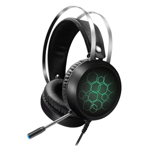 NUOBESTY Gaming Headset Mit Mikrofon Komfortable Over Ear Kopfhörer Mit RGB Beleuchtung USB Surround Sound Für Lange Gaming Sessions Kommunikation von NUOBESTY