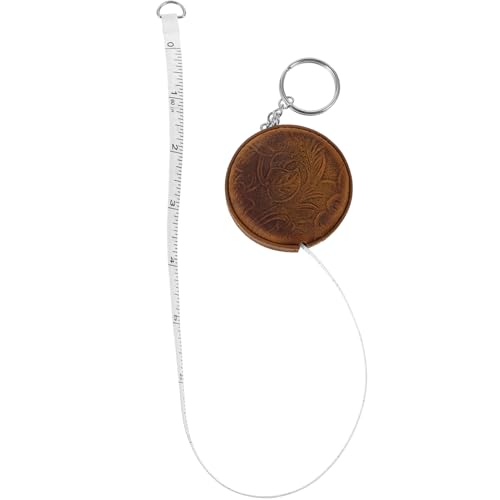 NUOBESTY Lederbandmaß schlank Naht Maßband maßschneidern Tasche Mini Schlüsselanhänger Maßband kleines Maßband einziehbar Maßband für Körpermaße Maßband nähen Keychain -Bandmaß Rindsleder von NUOBESTY