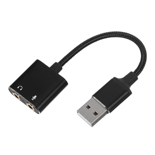 NUOBESTY Soundkartenkonverter Externe soundkarte Kopfhörerkonverter Audio-Mikrofon-Adapter Externer Audioumwandler Audio -Eingangskonverter USB-Headset-Adapter Aluminiumlegierung Black von NUOBESTY