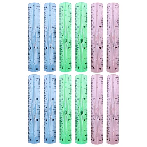 NUOLUX 12 Stücke Flexibles Lineal für Studenten Schule Büro Transparent 15 CM (Zufällige Farbe) von NUOLUX