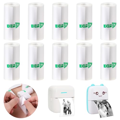 Mini Drucker Papier Selbstklebend Thermopapier für Kinder Mini Thermal Pinter Papier Kinderkamera Thermodrucker Thermorollen 57 x 25mm 10 Rollen von NUOOO