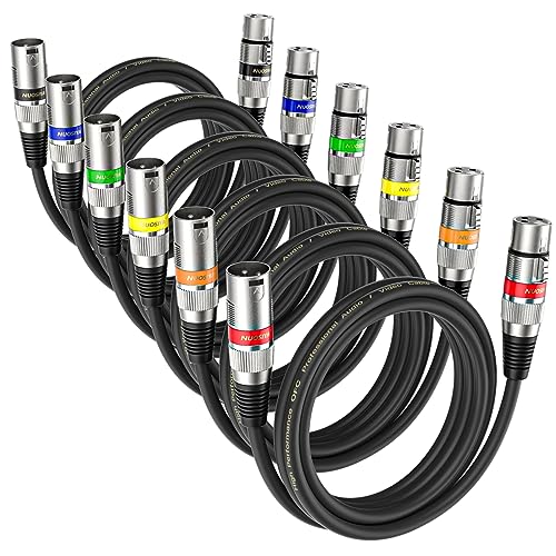 NUOSIYA XLR Kabel 2m 6 Pack, Mikrofon XLR Symmetrisch Audio Verlängerungskabel, 3-poligen Adapter XLR Stecker auf Buchse Kabel für Studio-Recorder, Mikrofon, Mixer, Lautsprechersystem von NUOSIYA