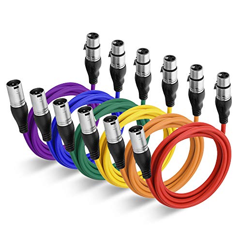 NUOSIYA XLR Kabel 3m 6 Farben XLR Mikrofon Splitterkabel Adapter, 3-Pin XLR Stecker auf Buchse Mikrofonkabel für Mikrofon, Verstärker, Mischpult, Lautsprecher von NUOSIYA