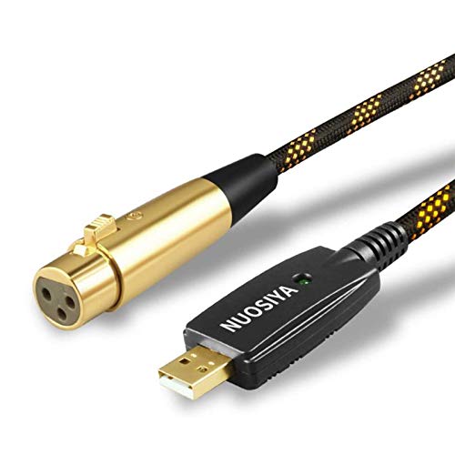 NUOSIYA XLR-USB-Kabel USB-Mikrofonkabel, geflochtenes Hybrid-USB-auf-Buchse XLR-Kabel, für Instrumente, Aufnahmen, Musik, Karaoke, Gesang (3 m) von NUOSIYA