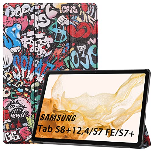 NUPO Hülle für Samsung Galaxy Tab S8+ Plus 5G 12,4 Zoll 2022 (SM-X800/X806)/Tab S7 FE 12,4 2021/Tab S7+ Plus (T970/T975/T976) 2020, Cover Schutzhülle PU Flip mit Standfunktion, color02 von NUPO