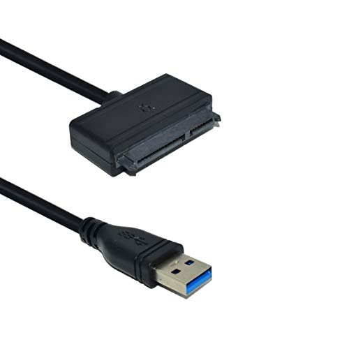NUZAMAS USB 3.0 auf SATA SSD-Festplattenadapter, Anschluss für 2,5-Zoll-Festplatten, CD- und DVD-Treiber, externes Konverterkabel mit UASP-Unterstützung, 50-cm-Kabel, Winkelanschluss von NUZAMAS