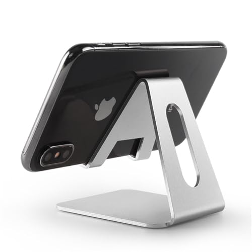 Handyständer, Mobile Halterung, Dock-Halterung für den Schreibtisch, für iPhone 16 15 14 Plus 13 Pro Max 12 11 8, für Samsung, für Xiaomi, für iPad, für Mini-Unterstützung, Silber, 38 x 72 x 72 mm von NUZIXINXW