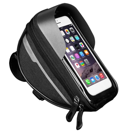 NUZIXINXW Fahrradtasche 1L Rahmen Vorne Oberrohr Fahrradtaschen Wasserdicht Touchscreen Fahrradtasche Lenker Telefonhalter Tasche Fahrradzubehör,Schwarz,185 * 95 * 85mm von NUZIXINXW