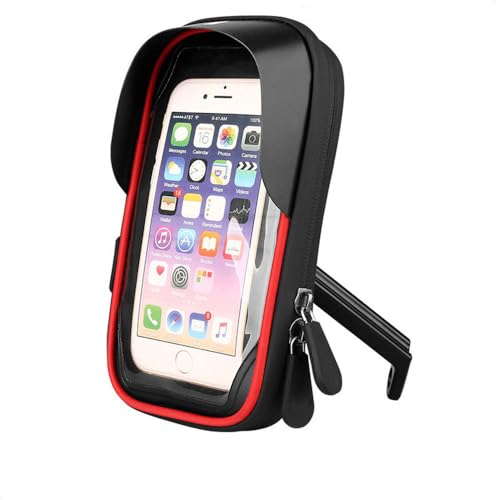 NUZIXINXW Wasserdichter 360° drehbarer Telefonhalter für Fahrrad und Motorrad, für den vorderen Rahmen, einfache Navigation, Smartphone-Halterung für alle Telefone, Spiegelmodell rot, 17 × 9 cm von NUZIXINXW