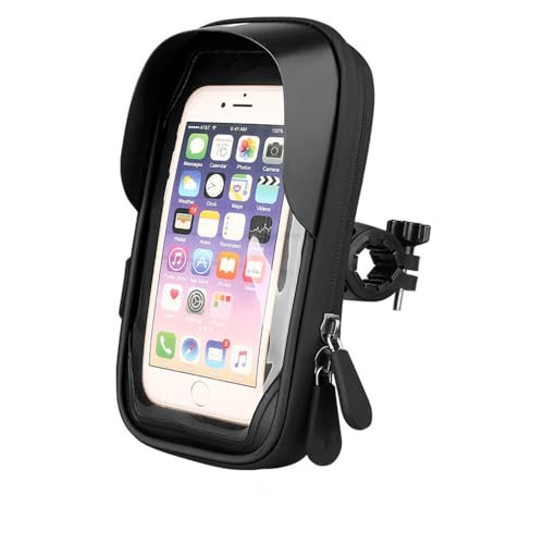 NUZIXINXW Wasserdichter 360° drehbarer Telefonhalter für den Vorderrahmen von Fahrrädern und Motorrädern, einfache Navigation, Smartphone-Halterung für alle Telefone, Lenkermodell schwarz, 17 × 9 cm von NUZIXINXW
