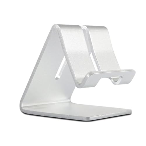 Schreibtisch-Handyhalter, Metall-Handyhalter für iPhone X XS MAX 8 7 6 12, Telefonständer für Samsung S20, Xiaomi, Huawei, Silber, 7,8 x 7,6 x 6,3 cm von NUZIXINXW