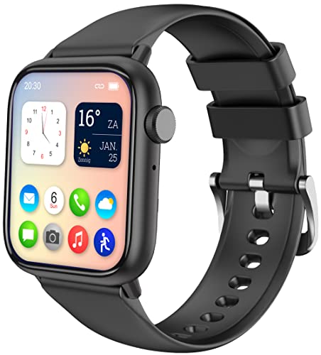 Nuvance Smartwatch Herren und Damen, fitnessuhr, Smart Watch, mit Pulsuhr und Fitness Tracker, 45 mm, Android/IOS, Wasserdicht, Schwarz von NV Nuvance