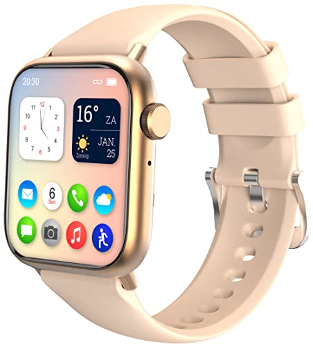 Nuvance Smartwatch Herren & Damen 45mm für iOS & Android Schrittzähler und Herzfrequenzmesser Wasserdicht (Beige) von NV Nuvance