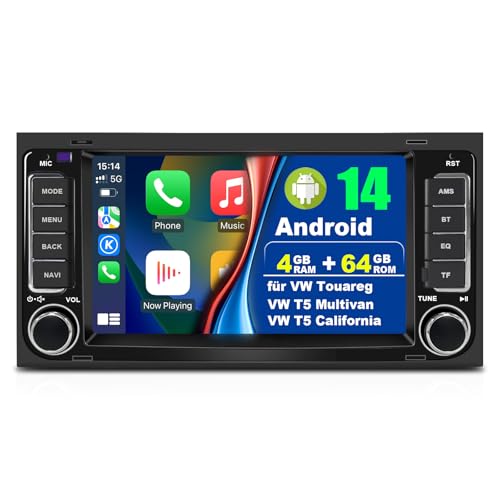 Autoradio für 2003-2010 VW Touareg, für T5 California & T5 Multivan 2003-2012, 7 Zoll Android 14.0 Radio mit Bluetooth WiFi 4G Navi DAB+ Wireless CarPlay und Android Auto (4+64G) Autoradio für 2003-2010 VW Touareg, für T5 California & T5 Multivan 2003-2012, 7 Zoll Android 14.0 Radio mit Bluetooth WiFi 4G Navi DAB+ Wireless CarPlay und Android Auto (4+64G) von NVGOTEV