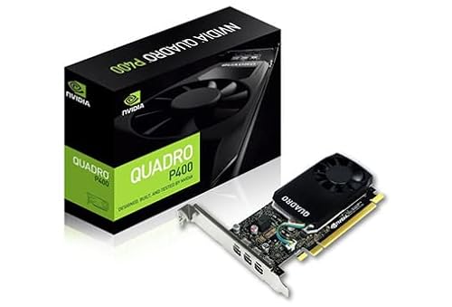 Nvidia Quadro P400 2GB GDDR5 Single-Slot Grafikkarte - 256 CUDA Kerne, 64bit, 32GB/s, 3 Mini DisplayPort 1.4 Ports, 30W, PCI Express 3.0 x16 mit 3 Adaptern, High & Low Profile Bracket (erneuert) von NVIDIA