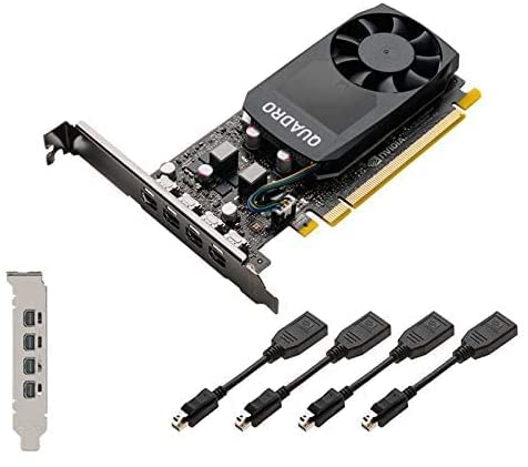 Nvidia Quadro P620 2GB Grafikkarte (512 CUDA-Kerne, GDDR5, 128-Bit, PCI Express x16 3.0) - mit x4 mDP auf DP Kabel, High & Low Profile Brackets (erneuert) von NVIDIA