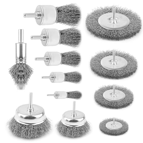 12-teiliges Drahtbürste Bohrmaschine, 6mm Drahtbürste Akkuschrauber Set ,Stahlbürste Akkuschrauber zum Entfernen von Rost/Korrosion/Farbe, Metallbürste, Schleifaufsatz für bohrmaschine 12-teiliges Drahtbürste Bohrmaschine, 6mm Drahtbürste Akkuschrauber Set ,Stahlbürste Akkuschrauber zum Entfernen von Rost/Korrosion/Farbe, Metallbürste, Schleifaufsatz für bohrmaschine von NVIYAM