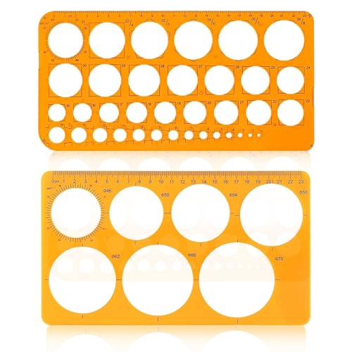 2 Stück Kreis Schablone Vorlage, Kreisschablone zum Zeichnen, Transparent Orange Quilling Lochschablone, Kreis Lineal für Zeichenhilfen, Multifunktionale Geometrische für Büro und Schule Vorlagen von NVTRSD