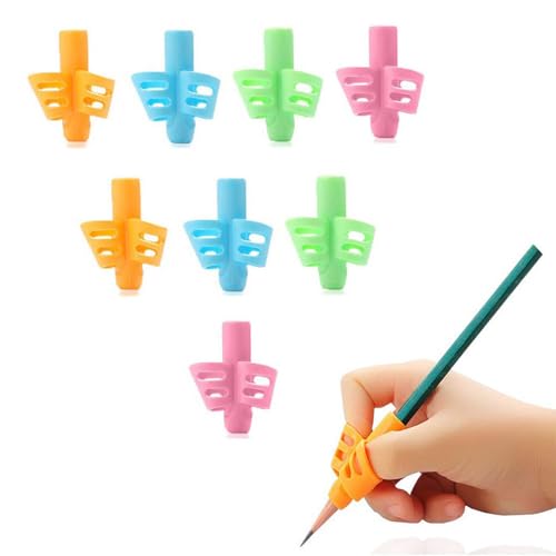 NVUGFJ 8 Stück Stifthalter Kinder Hilfe,Ergonomische Bleistift Halter für Links Oder Rechts,Stifthaltung Kinder Hilfsmittel und Schreibhilfe Stifthaltung,Schreibwerkzeug für Vorschulkinder von NVUGFJ