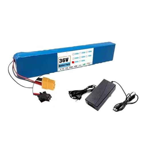 36 V 80000 mAh 10S4P Lithium-Akkupack mit Ladegerät, wiederaufladbarer Akku mit hoher Kapazität, kompatibel mit Elektrorollern und E-Bikes von NVVSHND