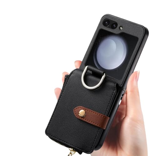 NVYRO Für Samsung Flip 5 Kartentasche Handyhülle für Samsung Galaxy Z Flip5 Flip 5 5G Leder Schutzhülle, Schwarz, für Samsung Z Flip 5 NVYRO Für Samsung Flip 5 Kartentasche Handyhülle für Samsung Galaxy Z Flip5 Flip 5 5G Leder Schutzhülle, Schwarz, für Samsung Z Flip 5 von NVYRO