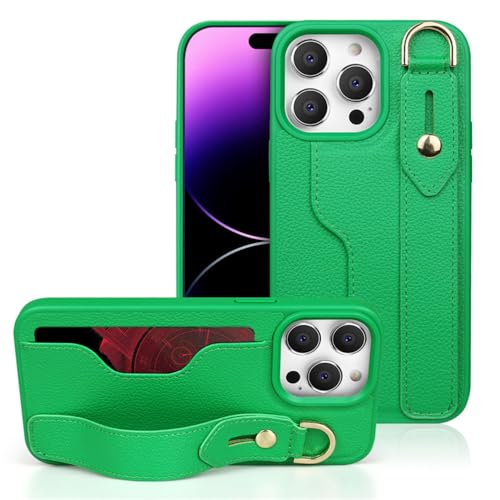 NVYRO Geeignet für iPhone 14 Handyhülle mit Handschlaufe und Halterung, Karten-Lederhülle, Handyhülle, grün, für iPhone 14Pro NVYRO Geeignet für iPhone 14 Handyhülle mit Handschlaufe und Halterung, Karten-Lederhülle, Handyhülle, grün, für iPhone 14Pro von NVYRO