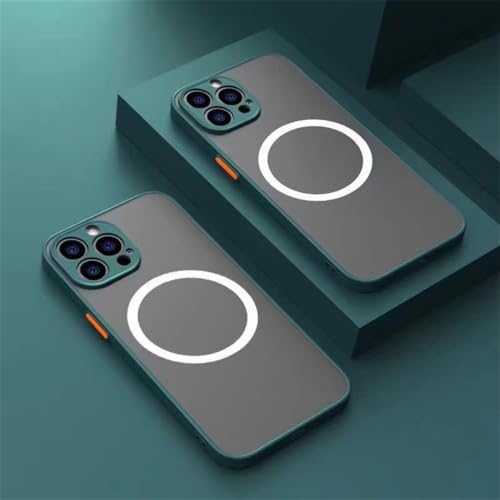 NVYRO Matte Frosting Magnetic für iPhone 15 14 13 11 12 Pro Max Mini Plus XS Max XR X Wireless Charge Protect Cover, grün, für iPhone 11 von NVYRO