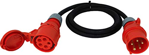 NWP CEE-Verlängerung 2m 400V 16A, Schwarz, IP44 5x2,5 mm² H07RN-F - Gummischlauchleitung, Verlängerungskabel für Baustelle, Industrie, Außenbereich von NWP
