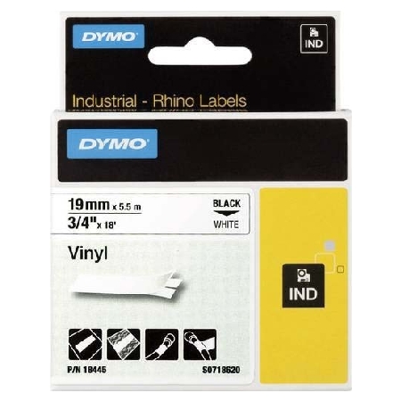 18445  - Band ID1 Vinyl 19mm/5,5m schwarz auf weiß 18445 von NWL