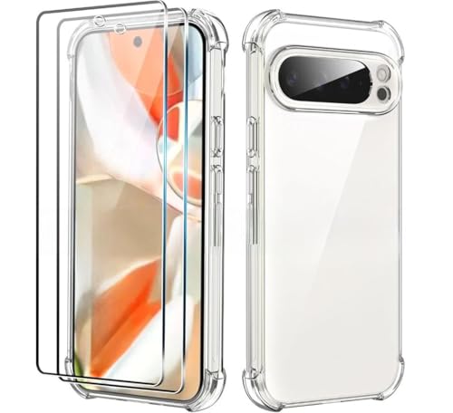 NWNK13 Schutzhülle für Google Pixel 9 Pro XL, mit Displayschutzfolie aus gehärtetem Glas, schlank, weich, TPU, stoßfest, kratzfest, kristallklar NWNK13 Schutzhülle für Google Pixel 9 Pro XL, mit Displayschutzfolie aus gehärtetem Glas, schlank, weich, TPU, stoßfest, kratzfest, kristallklar von NWNK13