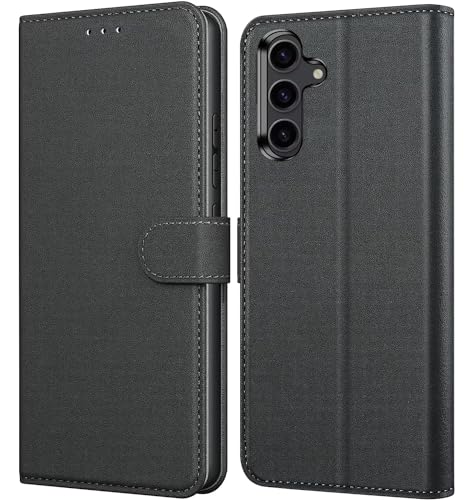 NWNK13 Schutzhülle für Samsung Galaxy A15, Leder, Brieftaschenformat, Standfunktion, mit Kartenfächern, kompatibel mit Galaxy A15 5G / A15 4G, Schwarz von NWNK13