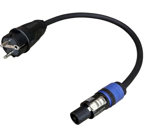 NWP Netzkabel 0,5m powerCON blau auf 230V Schuko Stecker - 3x2,5mm² - Gummischlauchleitung - NAC3FXXA-W-S Power-In (blau) von NWP