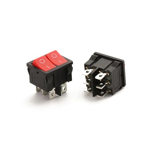 ON-OFF Dual Button Rocker Switch KCD1 21.5 * 24 Toggle Rocker Switch Latching 2 Position Power Control Switch NWPNLXEA(ON-OFF Red Non LED,12V) von NWPNLXEA