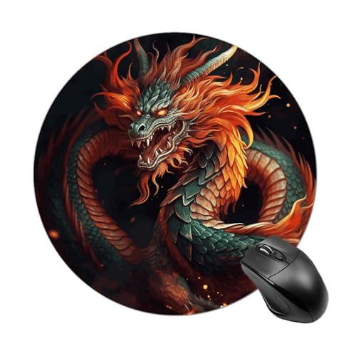 Chinesischer Drache, rundes Mauspad, lustiges kleines Mauspad, wasserdicht, rutschfest, Gummi, Gaming-Pads, Heimbüro, Dekoration, Schreibtischzubehör, 20 x 20 cm Chinesischer Drache, rundes Mauspad, lustiges kleines Mauspad, wasserdicht, rutschfest, Gummi, Gaming-Pads, Heimbüro, Dekoration, Schreibtischzubehör, 20 x 20 cm von NWTRK