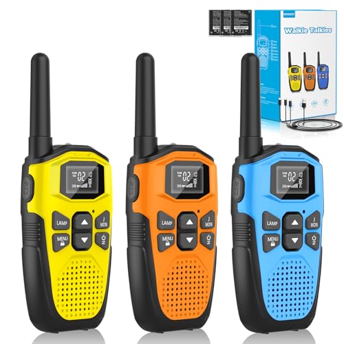 3er Set,NXGKET Walkie Talkie Aufladbar für Erwachsene Kinder Funkgeräte,Große Reichweite 5km Walki Talki mit Li-ion Akku, VOX Taschenlampe für Freien, Camping, Wandern von NXGKET