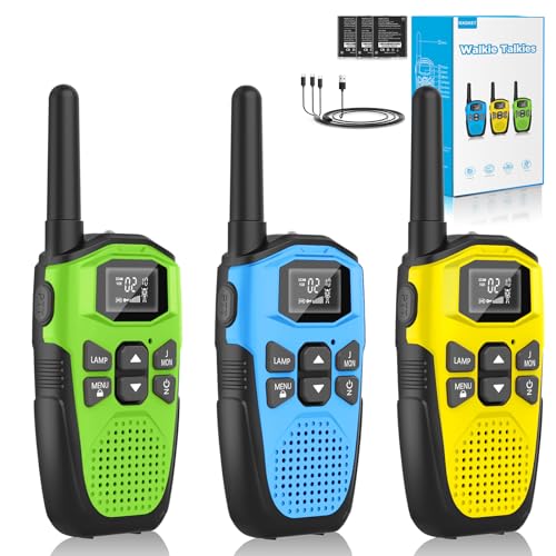 Walkie Talkie 3er Set,NXGKET Walkie Talkie Aufladbar für Erwachsene Kinder Funkgeräte,Große Reichweite 5km Walki Talki mit Li-ion Akku,Walkie Talkies VOX Taschenlampe für Freien, Camping, Wandern von NXGKET